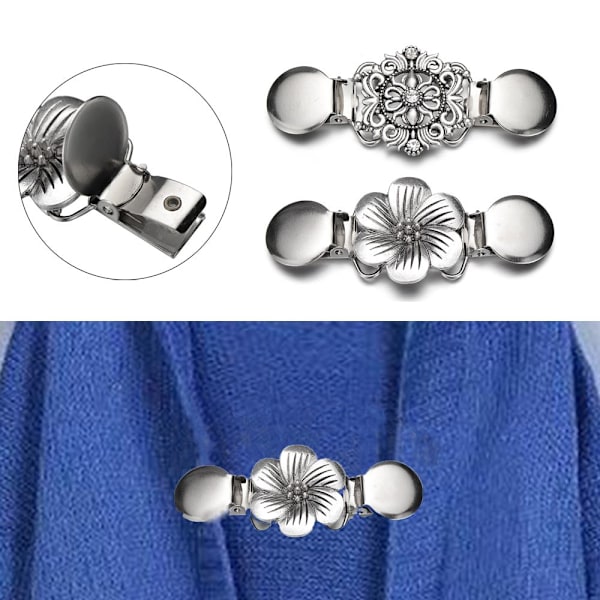 Flower Cardigan Clip Sjal Brosch Duck Clip 1