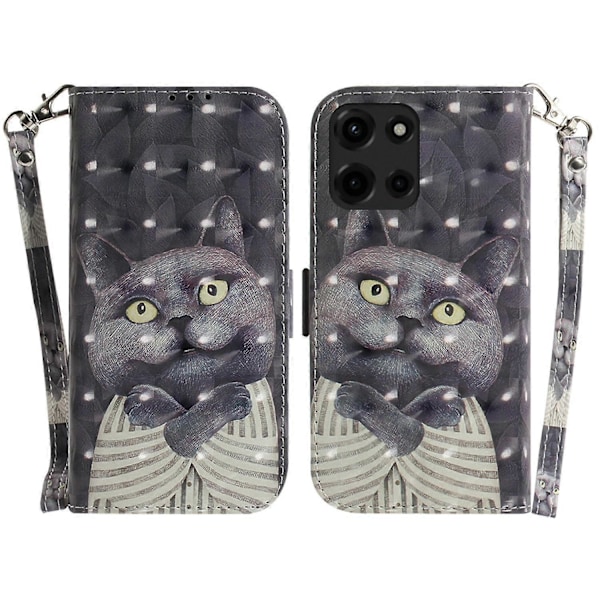 Fodral för Motorola Moto G Power (2025) Mönstertryckt Läderplånbok Telefonskydd Multicolor Embracing Cat