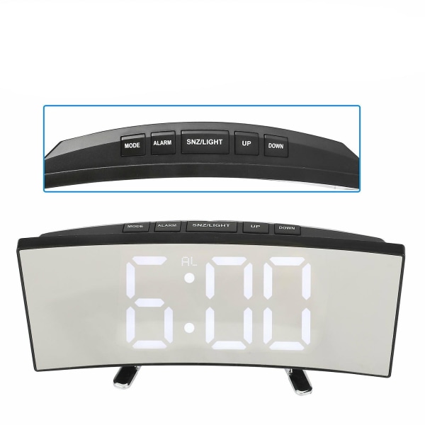 Digital LED Väckarklocka Termometer Snooze Mirror Display Kalender Temperatur