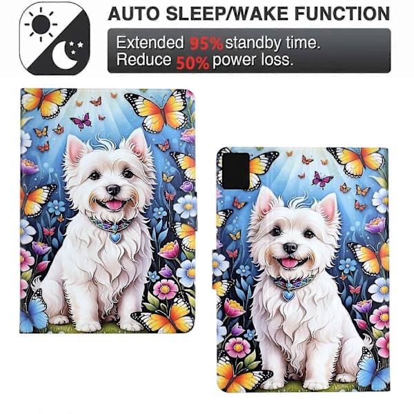 Stativfodral med mönstertryck i läder för Lenovo Tab M11/Xiaoxin Pad 11 2024 med Auto Wa Multicolor Dog