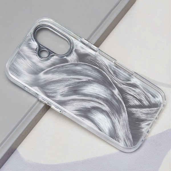 Skal för iPhone 16 Plus Silikon+PC IMD Lasertextur Matt Telefonskydd-AK6 Multicolor AK3