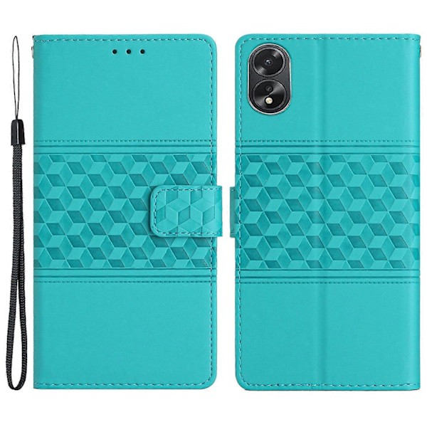 Til Oppo A18 4G Etui Præget Rombe Mobiltelefon Stativ Pung Cover Multicolor Style C