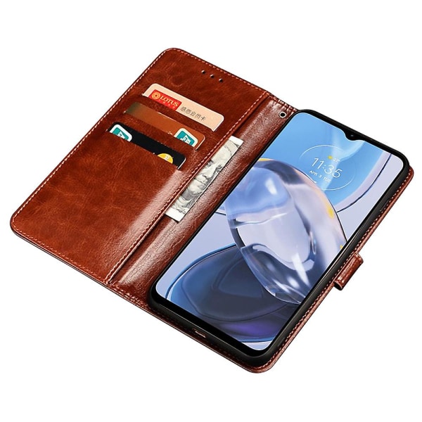 Idewei För Motorola Moto X40 5g Crazy Horse Texture Folio Flip Phone case Stativ Plånbok Pu Läder Stötsäkert cover Dark Blue