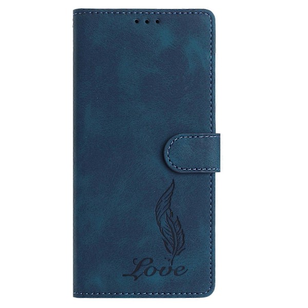 Fodral för Xiaomi Redmi A5 NFC, präglat fjäder PU-läder plånboksfodral med handledsrem Multicolor Dark Blue