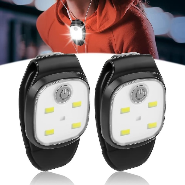 Clip-on löpljus, 2 stycken USB uppladdningsbar 4 ljuslägen LED löpljus liten för löpare,