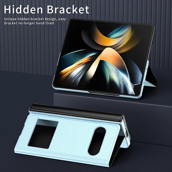 Til Samsung Galaxy Z Fold6 5G Etui PU Læder Litchi Tekstur Telefon Cover Visningsvindue Multicolor Style E