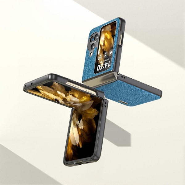 For Oppo Find N3 Flip 5G Ekte Kuskinn+PC Telefondeksel Fallbeskyttelse Multicolor Style C