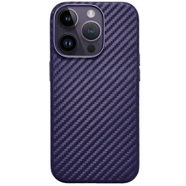 KZDOO Deksel til iPhone 16 Pro Kompatibel med MagSafe Karbonfibertekstur PU+PC Telefondeksel - Svart Multicolor Purple