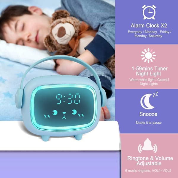 Digital väckarklocka snooze för vuxna barn, blå