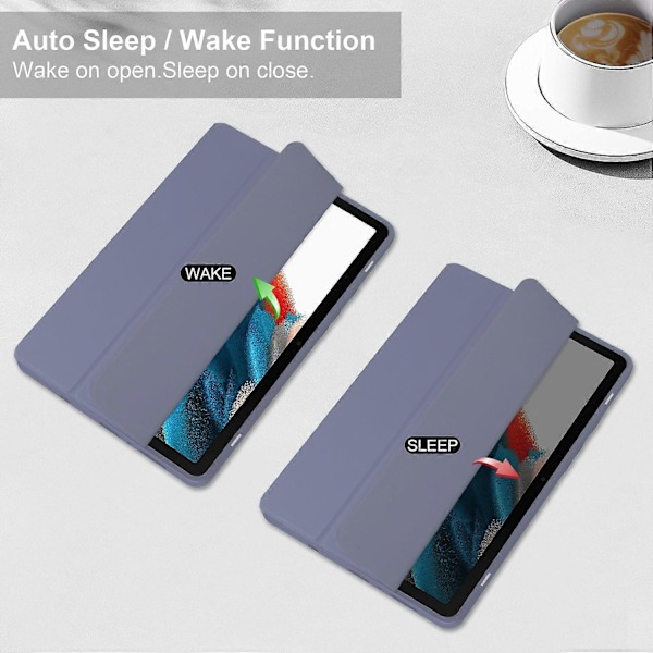 Til Samsung Galaxy Tab A9 Etui PU+TPU+Akryl Klar Bagside Tablet Cover med Penholder Multicolor Style E