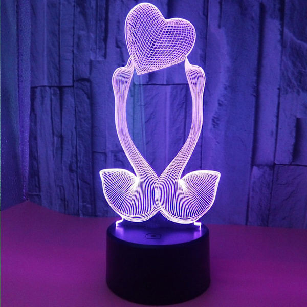 Ny Optisk Illusjon 3D Kjærlighet Svanenattlampe 16 Farger Endring Fjernkontroll Berøringsbryter Dekor LED Bordlampe Julegave Bursdagsgave