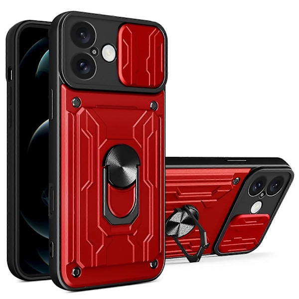 iPhone 16 Plus -kotelo PC+TPU-jalustalla ja kameran liukusuojalla Multicolor Style F