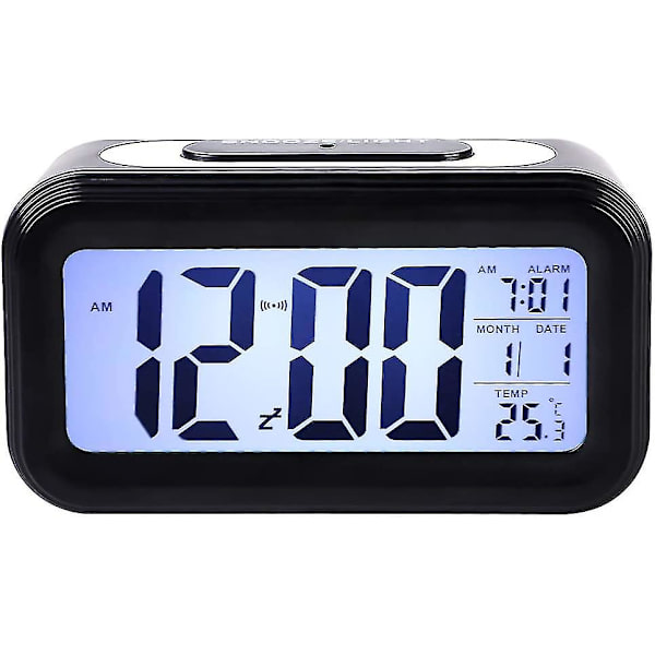 Wake Up Radio Alarm C LED Digital Display Elektronisk temperaturbordslarm C USB Laddning Studentbänk Cs Sun Black 13.6x4.6x7.5cm