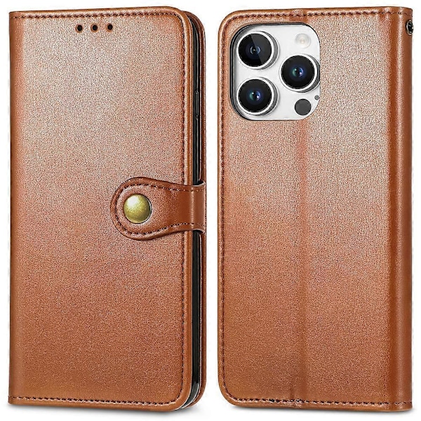 Læder telefoncover med pung, stativ og håndledsrem til iPhone 16 Pro Max - Grøn Multicolor Brown