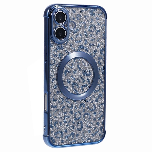 Skal för iPhone 16 Plus Kompatibelt med MagSafe Glittrigt Leopardtryck Transparent TPU-telefonskal Multicolor Style C