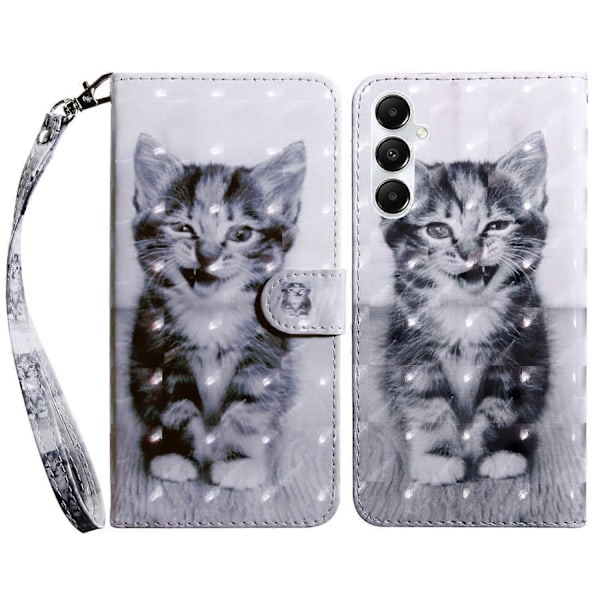 Magnetisk etui med 3D-mønsterprint i læder til Samsung Galaxy A55 5G - Stående Multicolor Cat