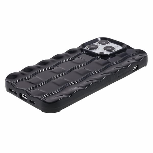 För Iphone 14 Pro 3d Stripes Pattern Phone case Flexibelt Tpu Stötsäkert cover Black