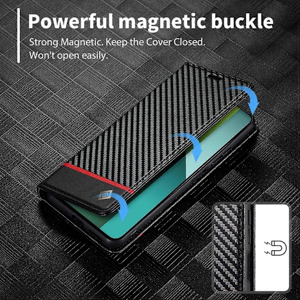 LC.IMEEKE Lompakkokotelo Xiaomi Redmi Note 13 4G -puhelimelle, hiilikuitukuvioitu nahkainen suojakotelo Multicolor Horizontal Stripe