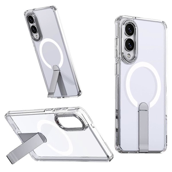 För Samsung Galaxy S25 Edge Skal Kompatibelt med MagSafe Ställ TPU + Akryl Telefonskydd Multicolor Transparent