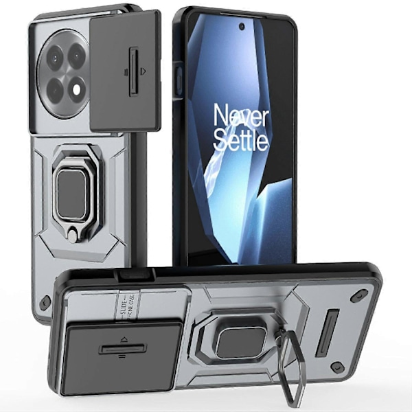 OnePlus Ace 5 Pro 5G/Ace 5 5G/13R 5G -kotelo PC+TPU jalustalla ja linssinsuojuksella Multicolor Grey
