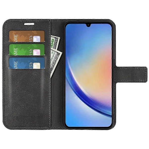 Samsung Galaxy A34 5G Folio Flip -puhelinlaukku vasikannahkajäljitelmällä, jalustalla ja lompakkokotelolla Multicolor Style B