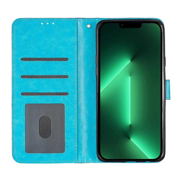 Glittery PU læder etui folio flip wallet stand smartphone cover til iPhone 14 Plus Multicolor Style E