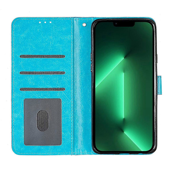 Glittrigt PU-läderfodral med folio flip plånboksstativ för iPhone 14 Plus Multicolor Style E