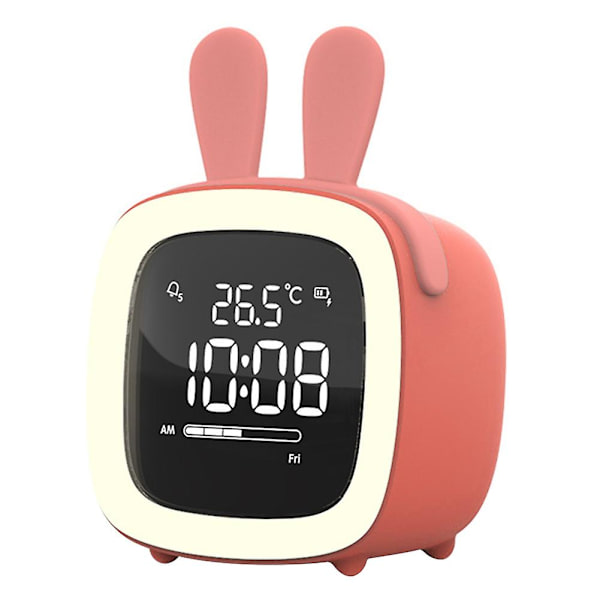 Tegneserie Kaninøre Form Genopladelig Digital Display LED Natlampe Vækkeur Kaesi Orange Rabbit Ear