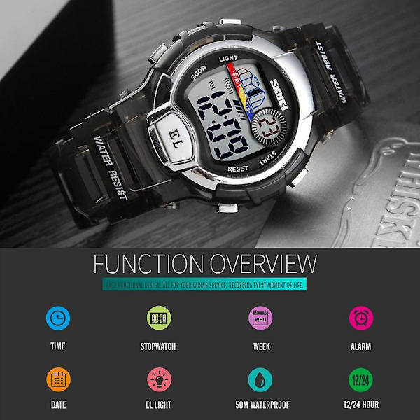 Skmei 1450 Dame 50m Vandtæt Sports Digital Ur Sort Black