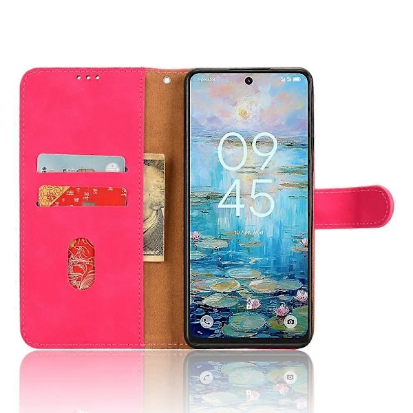 TCL 60 XE -puhelimelle nahkakotelo, ihomainen, pudotussuoja, lompakkomallinen suojakotelo Multicolor Rose