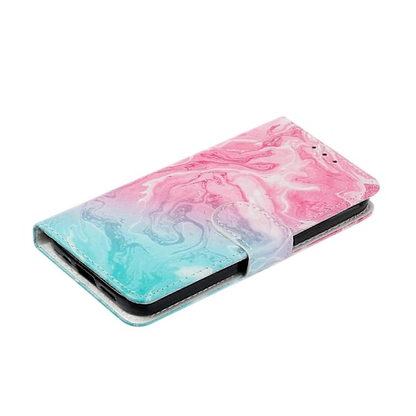 Mönstertryckt PU Läder Mobiltelefon Skyddsfodral för iPhone 13 6.1 tum Multicolor Style D