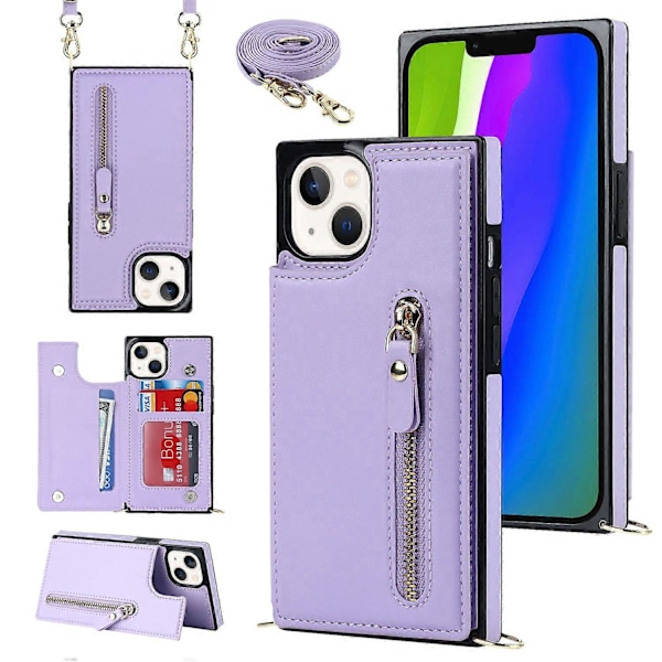 RFID-suojattu lompakkokotelo iPhone 15:lle TPU+PU-jalustalla ja olkahihnalla Multicolor Style F