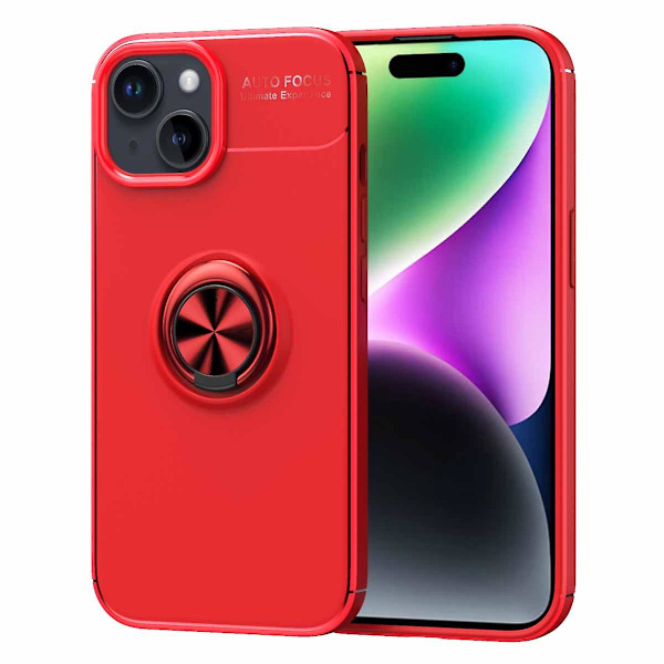 Ringhållare Kickstand Tpu- case för Iphone 15 Plus, droppsäkert cover Red