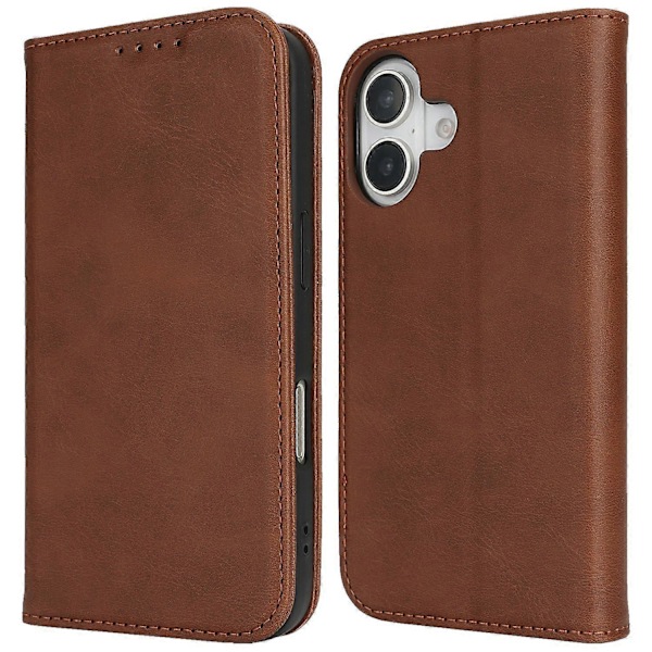 Fodral för iPhone 16 Plus PU Läder Kalvtextur Magnetisk Stängning Smart Telefonskydd Multicolor Style C