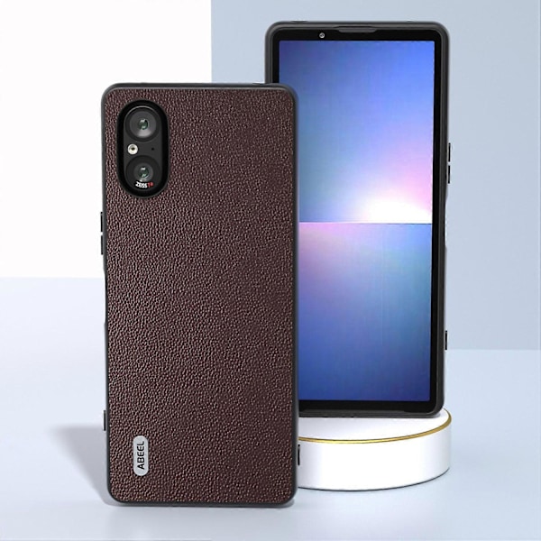 För Sony Xperia 5 V Fodral Äkta Koläderbelagd PC+TPU Telefonskal Multicolor Style C