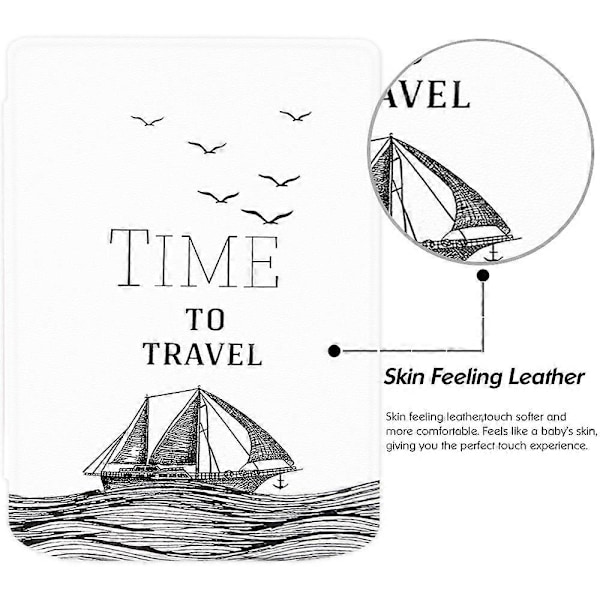 Læderetui til PocketBook Verse Pro E-læsercover med automatisk dvale/vækning- Multicolor Time to Travel