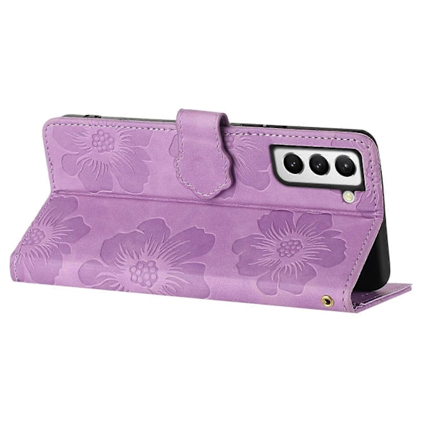 Til Samsung Galaxy S21+ 5G Wallet Telefon Cover PU Læder Shell Stand Blomster Præget Telefon Case Multicolor Style B