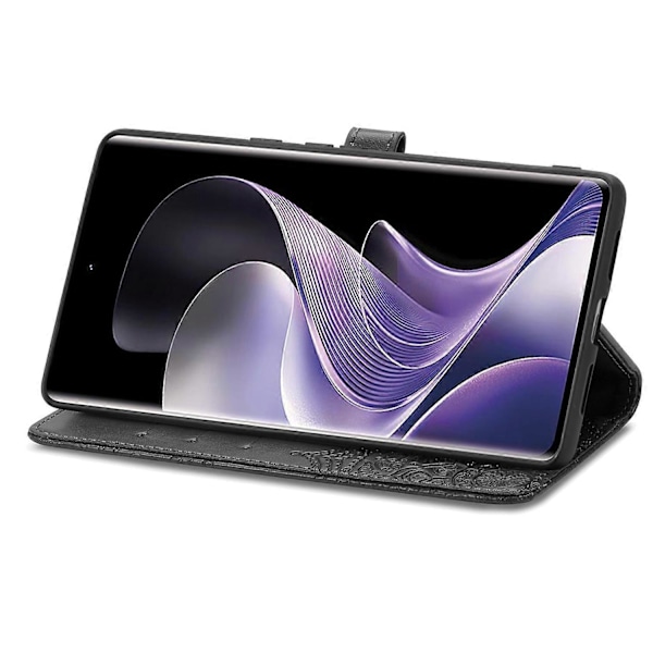 Til vivo V40 5G Etui Mandala Præget Design Læder Wallet Telefon Cover - Grå Multicolor Black