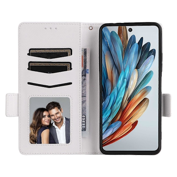 Til ZTE nubia Music Case Litchi Tekstur PU Læder Wallet Flip Telefon Cover - Grå Multicolor White