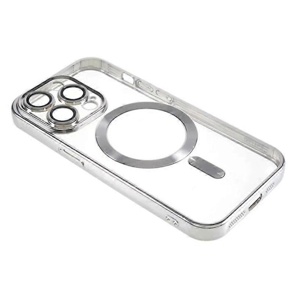 iPhone 12 Pro Max 6,7 tuuman magneettikotelo WANLONFENG galvanoidulla TPU-suojakuorella ja linssisuojalla + 2 kpl Multicolor Silver
