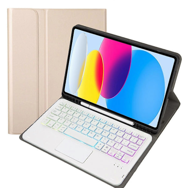 Type C A10B-AS iPad 10.9 (2022) -mallille, kynäpaikkamuotoilu, nahka + TPU-tablettitelinekotelo + irrotettava Multicolor Style B