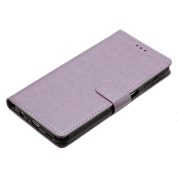 Samsung Galaxy S24+ Nahkainen Puhelinkotelo Lompakko Jalustalla ja Kätevällä Hihnalla - Vihreä Multicolor Purple