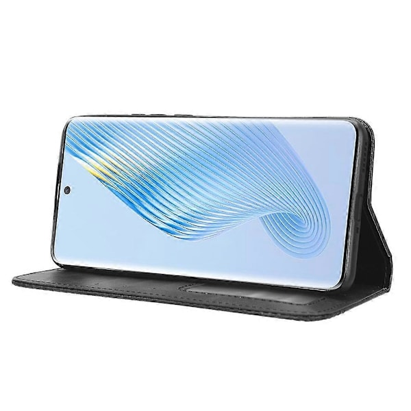 För Honor Magic5 5G Retro PU Läder Magnetisk Stängning Telefonfodral Vikbart Ställ Plånboksfodral