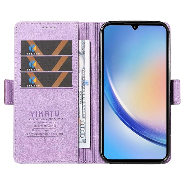 YIKATU YK-005 Samsung Galaxy A34 5G -puhelimelle, ihonmyötäinen suojakotelo, jalustallinen PU-nahkalompakko Multicolor Style B