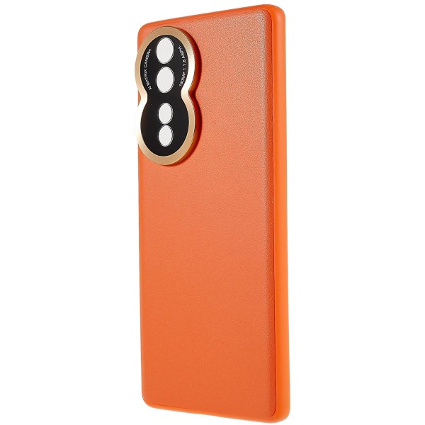 For Honor 80 5g metalllinsdesign Kameraskydd Phone case Pu-läderbelagd Tpu + PC- cover (2:a generationen) Orange