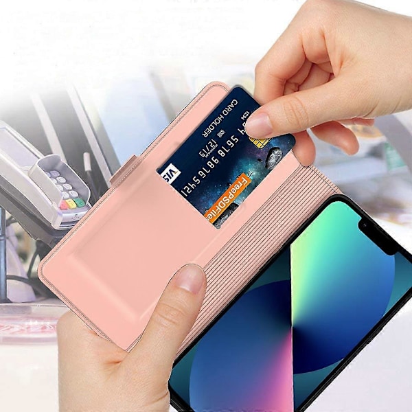 Beskyttelsescover til iPhone 15 Plus PU Læder Stand Kort Slot Telefon Cover Multicolor Style D