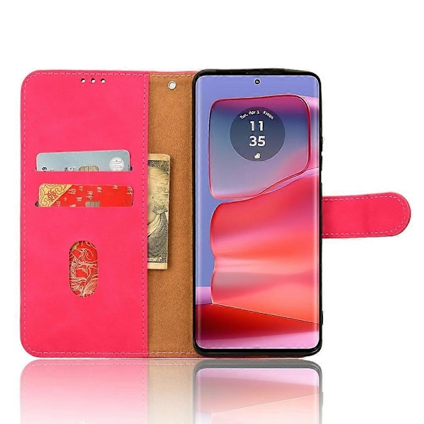 Læderetui til Motorola Edge 50 Pro 5G, hudfølelse, anti-drop, pung, flip-telefoncover Multicolor Rose