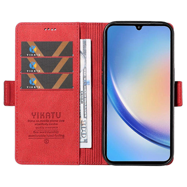 YIKATU YK-005 Samsung Galaxy A34 5G -puhelimelle, ihonmyötäinen suojakotelo, jalustallinen PU-nahkalompakko Multicolor Style H