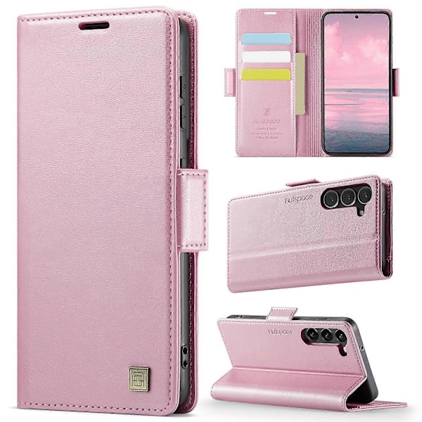 Samsung Galaxy S23+ -kotelo AUTSPACE A11 RFID-suojattu retro nahkainen lompakkokotelo - Musta Multicolor Pink