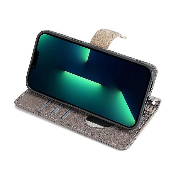 För iPhone 15 Pro PU Läder Ringhållare Telefonfodral Plånboksställ Fullt Skydd Skal med Sminkspegel Multicolor Style E